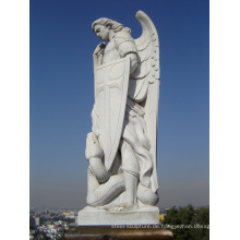 Gartendekoration im Freien Steinschnitzerei Marmor saint michael statue